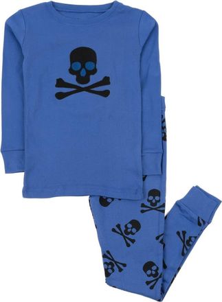 Leveret Kids Two-Piece Cotton Halloween Matching Family Pajamas, Fun Prints in Blue Skulls at Nordstrom, Size 3T