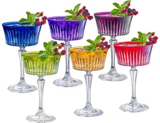 Barski Set Of 6 Colored Champagne Coupe Glasses