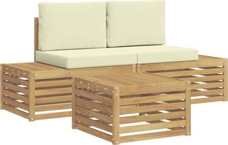 vidaXL Conjunto De Sof&aacute;s De Exterior Blanco 59 X 59 X 37 Cm Poli&eacute;ster Vidaxl