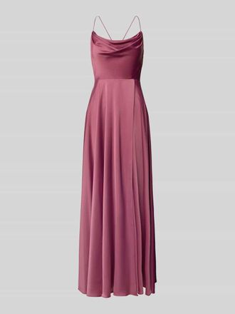 Vera Mont Abendkleid mit r&uuml;ckseitiger Schn&uuml;rung und Wasserfall-Ausschnitt in Altrosa, Gr&ouml;&szlig;e 34