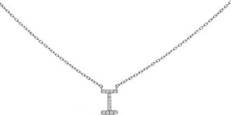 House of Brilliance 10K White Gold Diamond Accent A-Z Block Initial Pendant Necklace in White Gold | I at Nordstrom