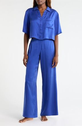 Lunya Washable High Waist Silk Pajamas in Cobalt Dream at Nordstrom, Size X-Small