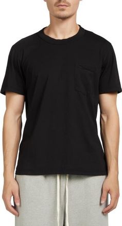 Les Tien Lightweight Binded Neck Classic Pocket Tee in Jet Black at Nordstrom, Size Xx-Large