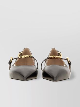 Moschino pointed toe strappy ballerina