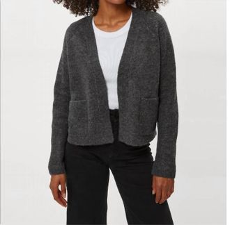 Michael Stars Drea Open Cardigan In Charcoal