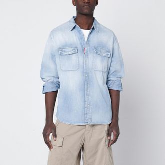 Dsquared2 Camicia blu chiara in denim slavato