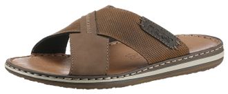 Rieker Pantolette RIEKER, Herren, Gr. 40, braun (nussbraun, taupe), Leder, Lederimitat, Schuhe Pantolette, Sommerschuh, Schlappen, Poolslide, 150 Jahre RIEKE