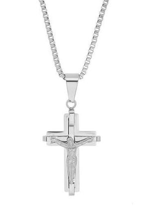 HMY Jewelry Mens Cross Pendant Necklace in Silver at Nordstrom Rack