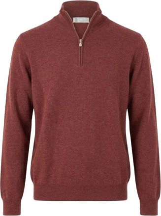 Brunello Cucinelli M2200124Csy25 Trui met coltrui - Heren - Truien - Rood - Maat: S Kasjmier