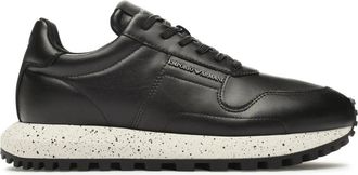 Emporio Armani Leather Sneakers - Heren - Sneakers - Zwart - 41 1/2 EU - Leer - Schoenen