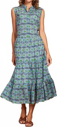 0039 Italy Mila Sleeveless Maxi Dress In Blue/green