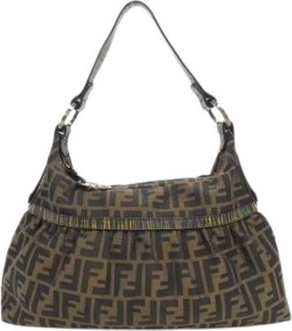Fendi Pre-owned Shoulder Bags, female, Brown, Size: ONE SIZE Pre-owned 8Br448 VUN Canvas Shoulder Bag