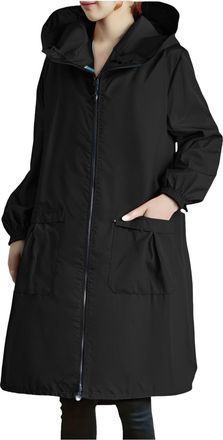 Generic RLEHJN Waterproof Jackets Women Long, Rain Coats for Women Trench Coat with Hood Transition Jacket Lightweight Windproof Raincoat Long Coats Outdoor W
