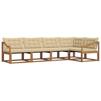 vidaXL Conjunto De Sof&aacute;s De Exterior Con Coj&iacute;n 5 Pcs Natural Y Beige Vidaxl