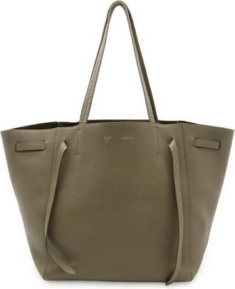 Celine Cabas Grayish Leather Shoulder Bag Tote Bag (Pre-Owned)