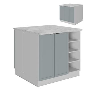 Vicco Isla De Cocina Fame-line, Azul Claro-gris, 90 Cm Sin Encimera, Vicco