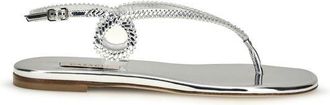 Casadei Silver Calf Leather Bos Taurus Flat Womens Sandals