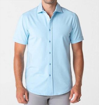 Swet Tailor Short Sleeve Polished Shirt In Light Blue