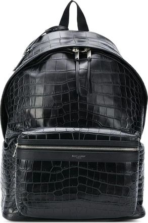 Saint Laurent City crocodile-effect backpack - Black