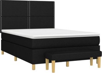 vidaXL Vidaxl - Cama Box Spring Con Colch&oacute;n Tela Negro 140x200 Cm