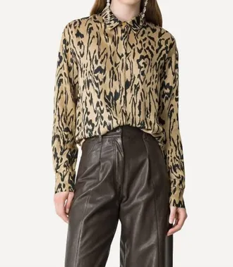 Forte_Forte Moiree Print Satin Oversized Shirt In Honey