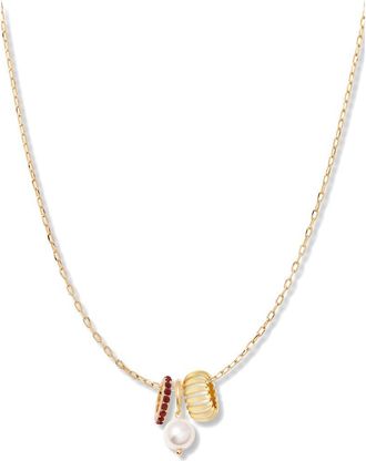 Brook & York Gaby Faux Pearl & Birthstone Multipendant Necklace in Gold/January at Nordstrom