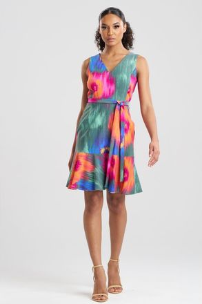 Natori MULTI FLORAL Belted Ruffle Hem Dress at Nordstrom, Size 16