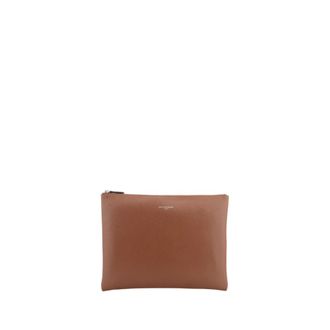 Pourchet Tassen, Dames, Geel, ONE Size, Leer, Corso Small Clutch