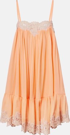 Chlo&eacute; Chlo&eacute; Lace-trimmed silk georgette minidress