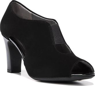 Life Stride Womens LifeStride Carla D5201S1001 Boots Black Suede Peep Toe Bootie LION1036