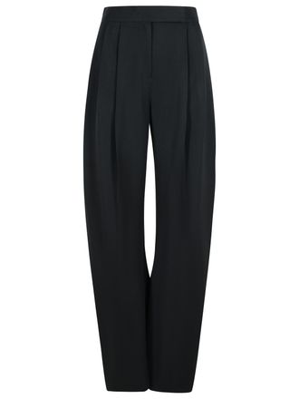 The Attico Attico Gary lange schwarze jungfr&auml;uliche Wollhose