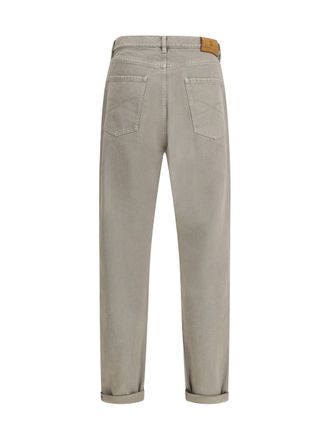 Brunello Cucinelli Mens Garment-Dyed Denim Pants Kaky Cotton Jean
