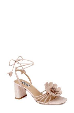 Badgley Mischka Wallflower Ankle Wrap Sandal in Nude Suede at Nordstrom, Size 7.5