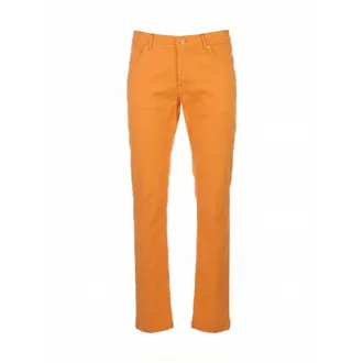 Kiton Broeken, Heren, Oranje, W32, Leer, Slim-fit Broeken