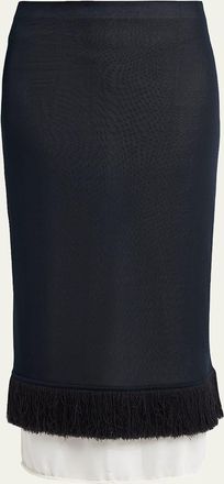 Bottega Veneta Colorblock Layered Fringe Midi Skirt