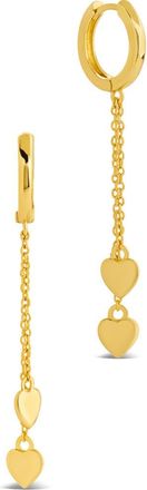 Sterling Forever Jolana Heart Drop Huggie Hoop Earrings in Gold at Nordstrom Rack