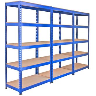 MonsterShop 3 x Q-Rax Metal Racking Units 90 x 50 x 180cm Blue | Size: 90 x 50 x 180 cm