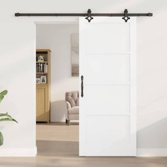 Berkfield Home Sliding Door with Hardware Set White 83x202 cm Solid Wood Pine