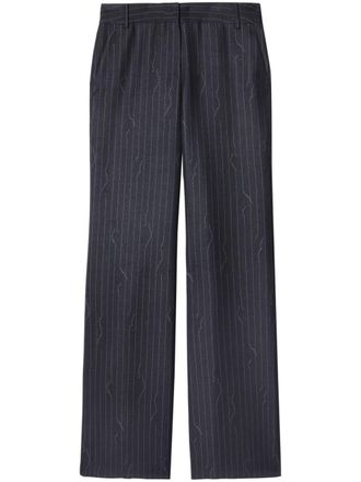 Off-white pinstripe-pattern virgin wool-blend trousers - women - Virgin Wool/Cotton/Polyester - 44 - Grey