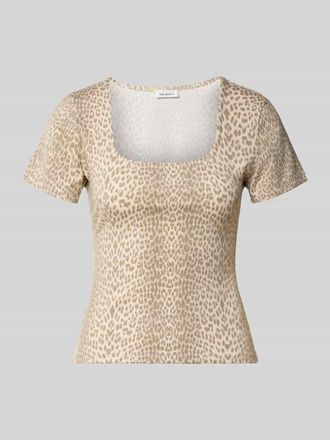 Oh April Slim Fit T-Shirt im Allover-Look Modell Kalina in Beige Melange, Gr&ouml;&szlig;e XL