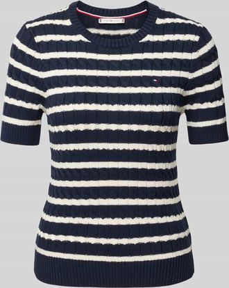 Tommy Hilfiger Regular Fit Strickpullover aus reiner Baumwolle in Marine, Größe S