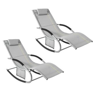 SoBuy 2x muebles de jardin mecedora silla tumbona de exterior reclinable