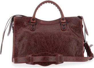 Balenciaga Womens Medium Handbag Le City Bordeaux Leather Handbags Hand Bags
