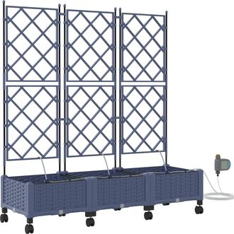 vidaXL Maceta De Jard&iacute;n Con Riego Y Ruedas 3 Uds. Gris Pp Vidaxl