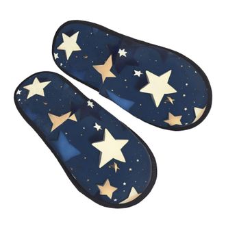 Generic Navy Blue Sky And Stars Women Men Sliders Lightweight House Shoes Fluffy Slippers For Indoor Outdoor Winter M
