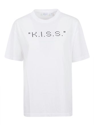 Off-white K. I.S. S. Print Cotton T-Shirt with Contrasting Graphics