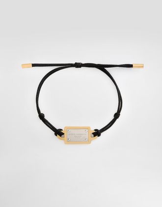 Dolce & Gabbana Bracelet With Cord And Logo Tag - Woman Bijoux Black Metal Onesize