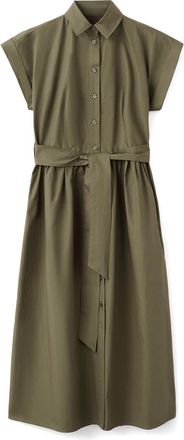 Mango Tie Belt Shirtdress in Khaki Green at Nordstrom, Size 6