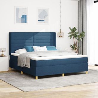 vidaXL Box Spring Bed with Mattress Blue 140 x 200 cm Fabric vidaXL
