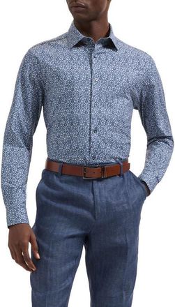 Bugatchi James OoohCotton Daisy Print Button-Up Shirt in Navy at Nordstrom, Size Xx-Large